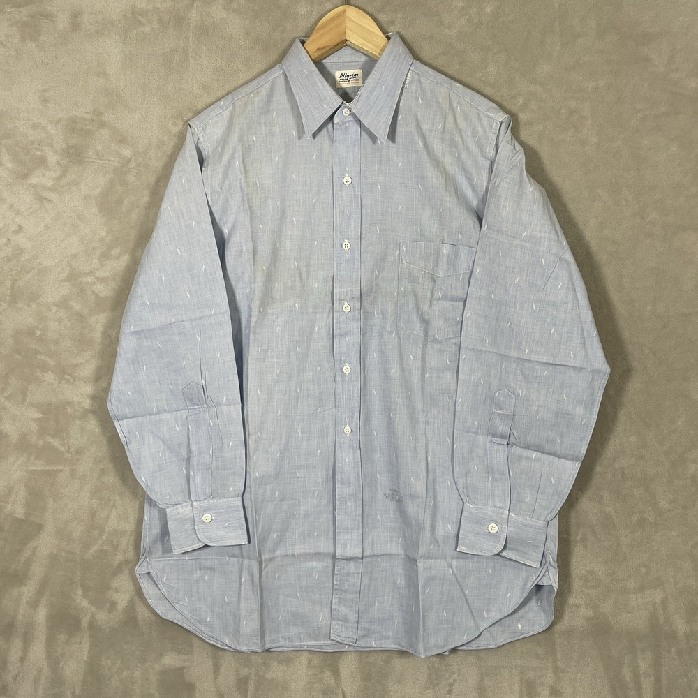 Vintage 40s Pilgrim Sanforized Fleck Button Up Dress Shirt Work Gusset Sz 16 XL